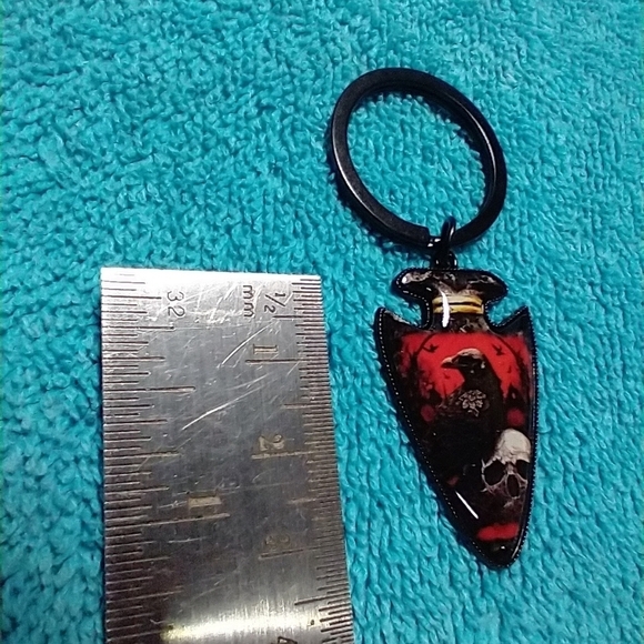 Black keychain crow red sunset white skull jewelry - Picture 3 of 3